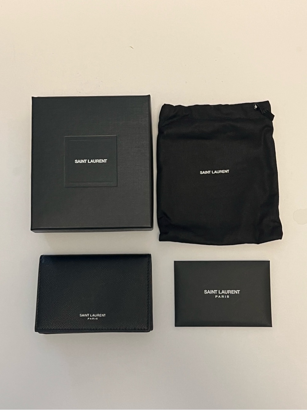 Saint Laurent Black Leather Card Wallet